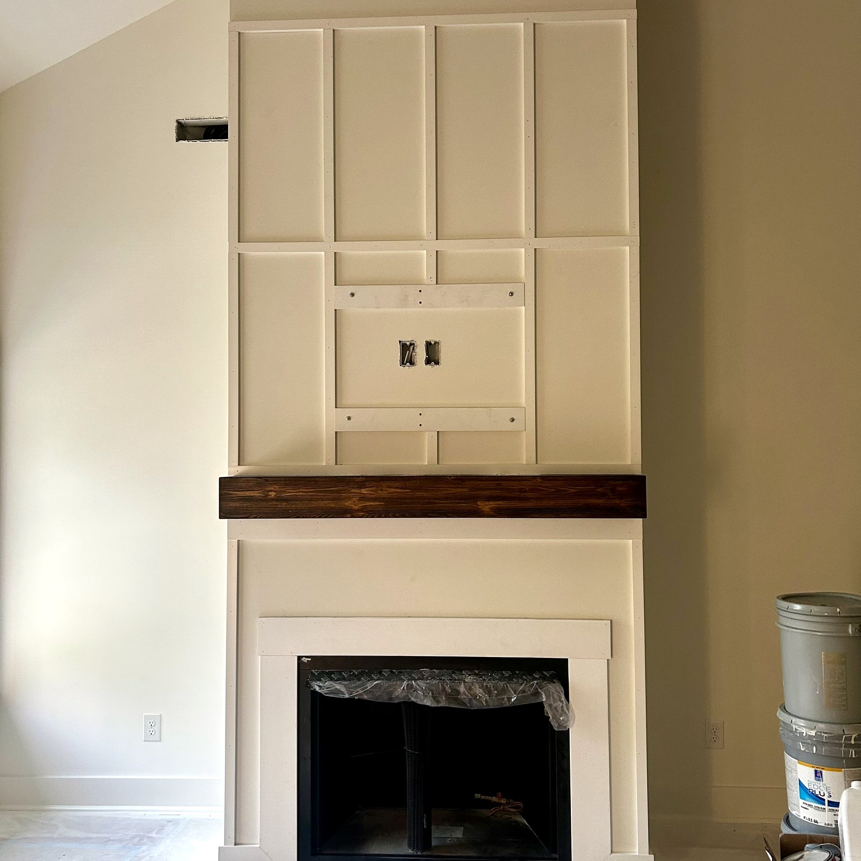 Our 20-Foot DIY Fireplace Wall: Budget Trim, Hollow Beams, and Color Drenching